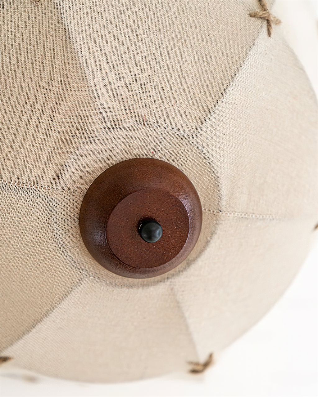Ceiling Light Handcrafted Shade Wood and Fabric Rustic Fixture