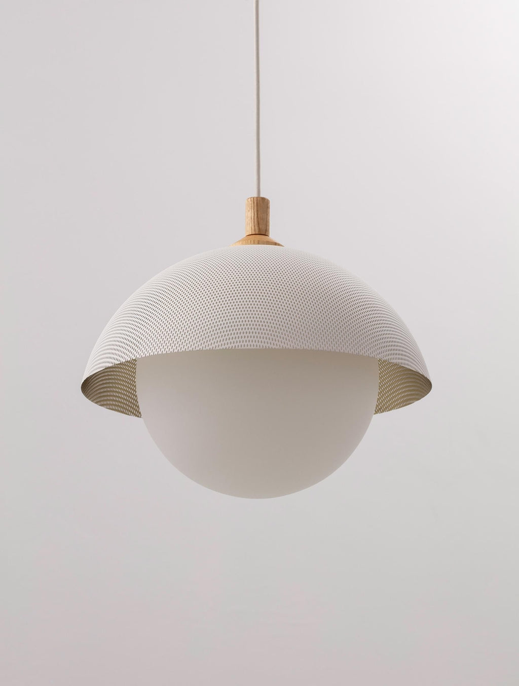 Pith Modern Minimalist Dome Perforated Wooden Pendant Lamp