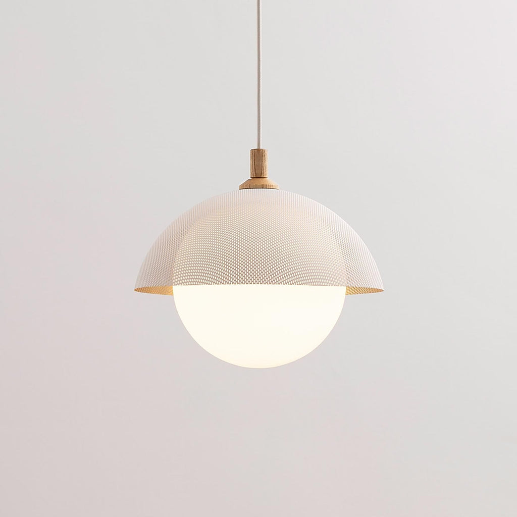 Pith Modern Minimalist Dome Perforated Wooden Pendant Lamp