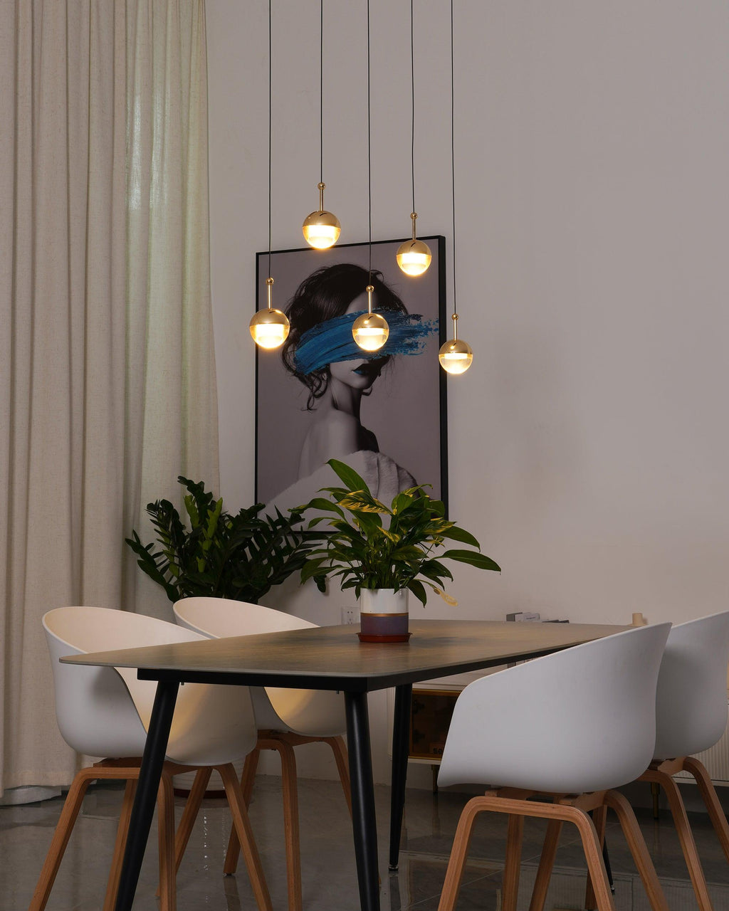 Solara Pendant Lamp Steel Glass Multi Drop Minimalist Staircase