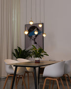 Solara Pendant Lamp Steel Glass Multi Drop Minimalist Staircase