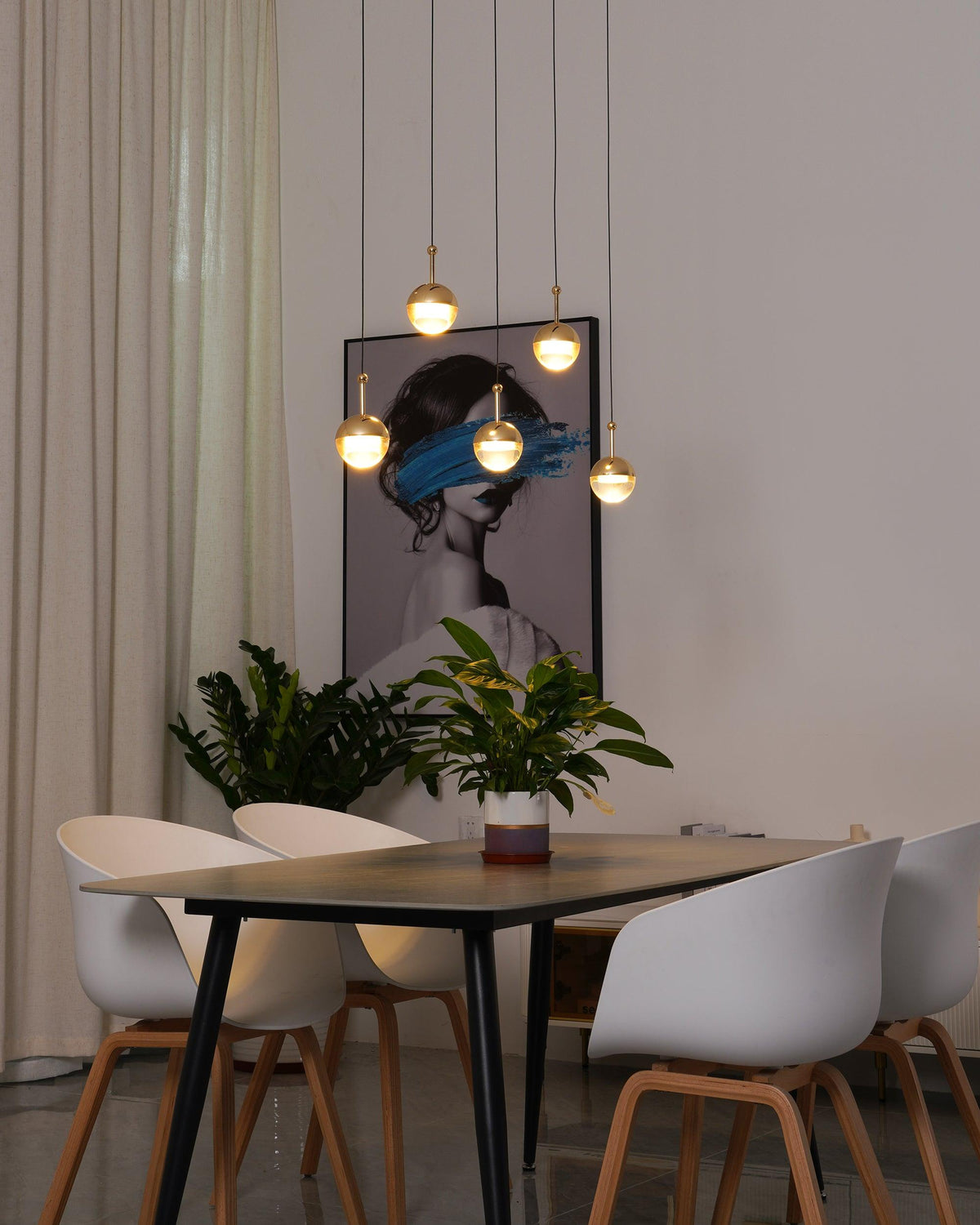 Solara Pendant Lamp Steel Glass Multi Drop Minimalist Staircase
