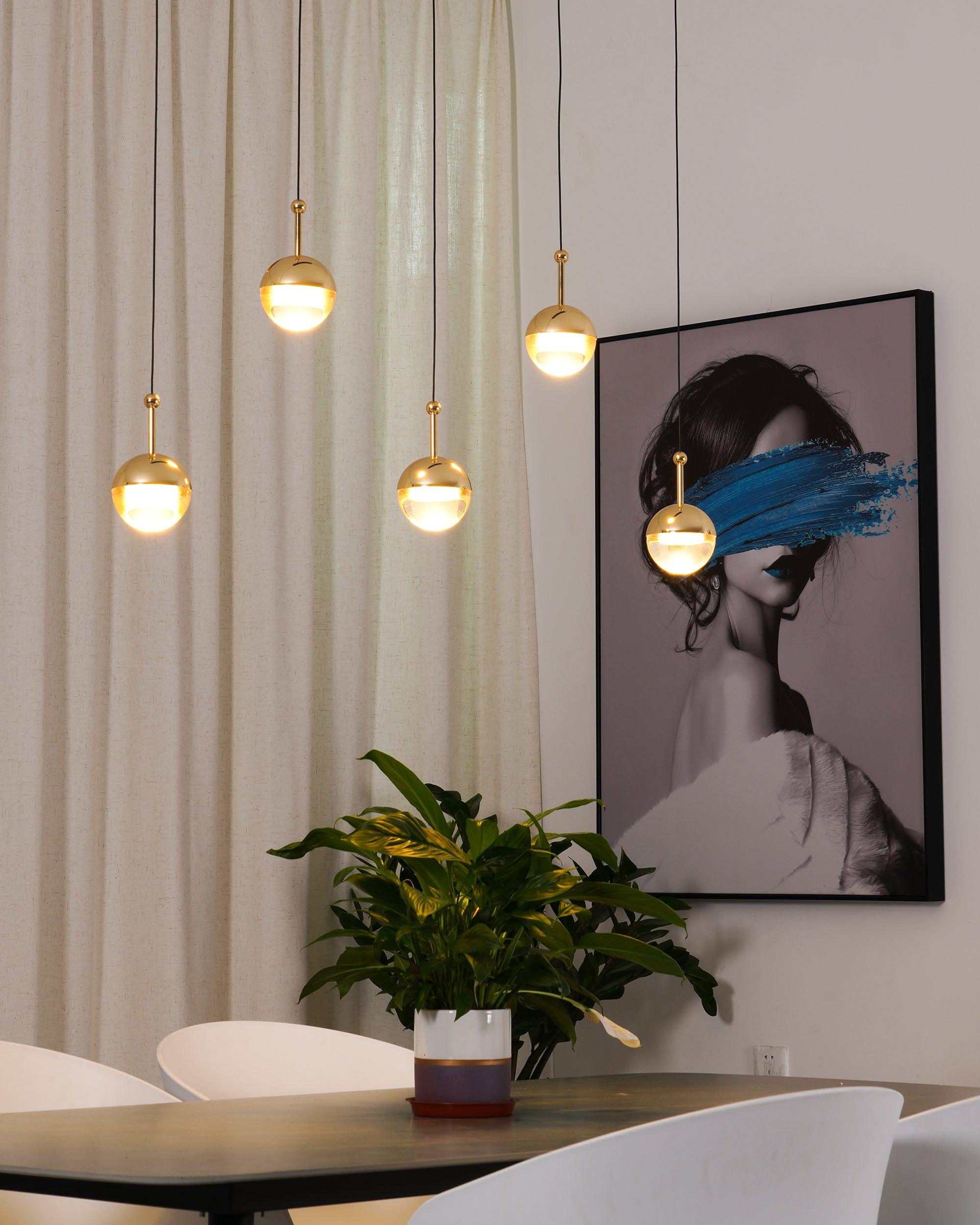 Solara Pendant Lamp Steel Glass Multi Drop Minimalist Staircase