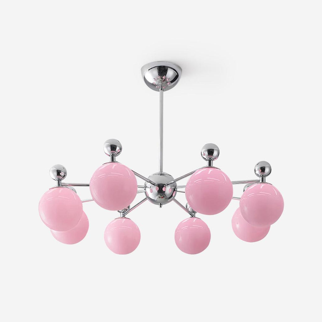 Dori Chandelier Pink Glass Globe Array
