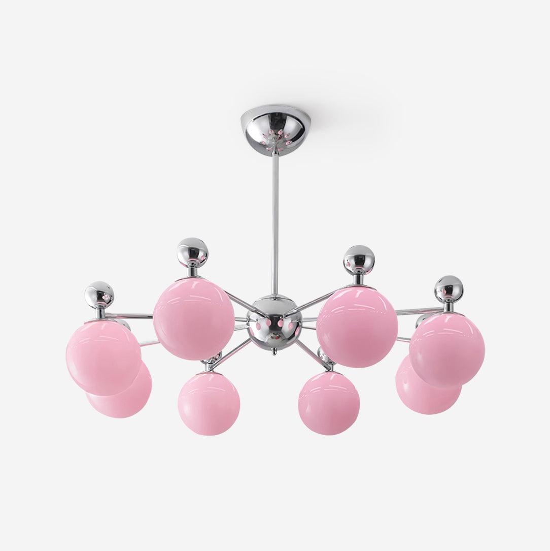 Dori Chandelier Pink Glass Globe Array