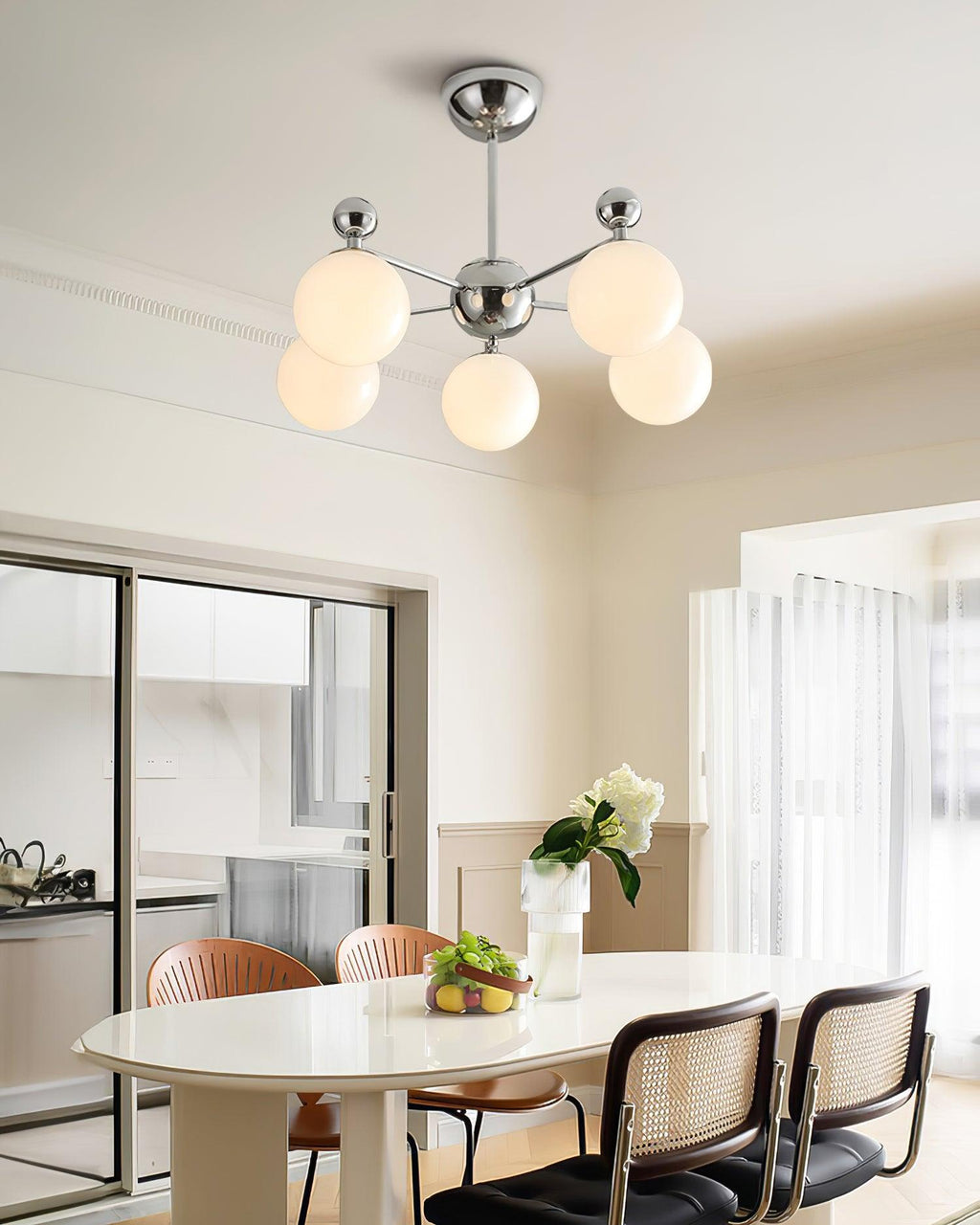 Dori Chandelier Pink Glass Globe Array
