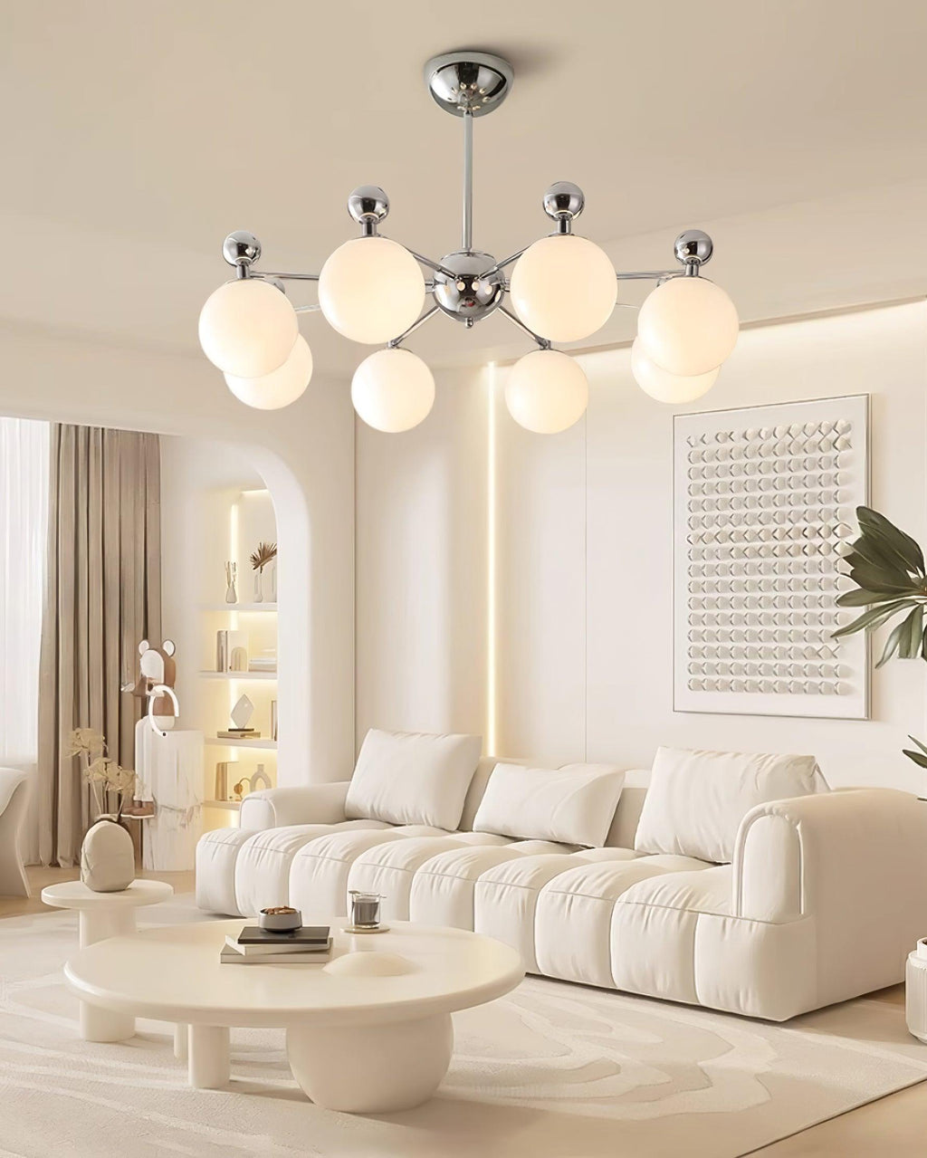 Dori Chandelier Pink Glass Globe Array