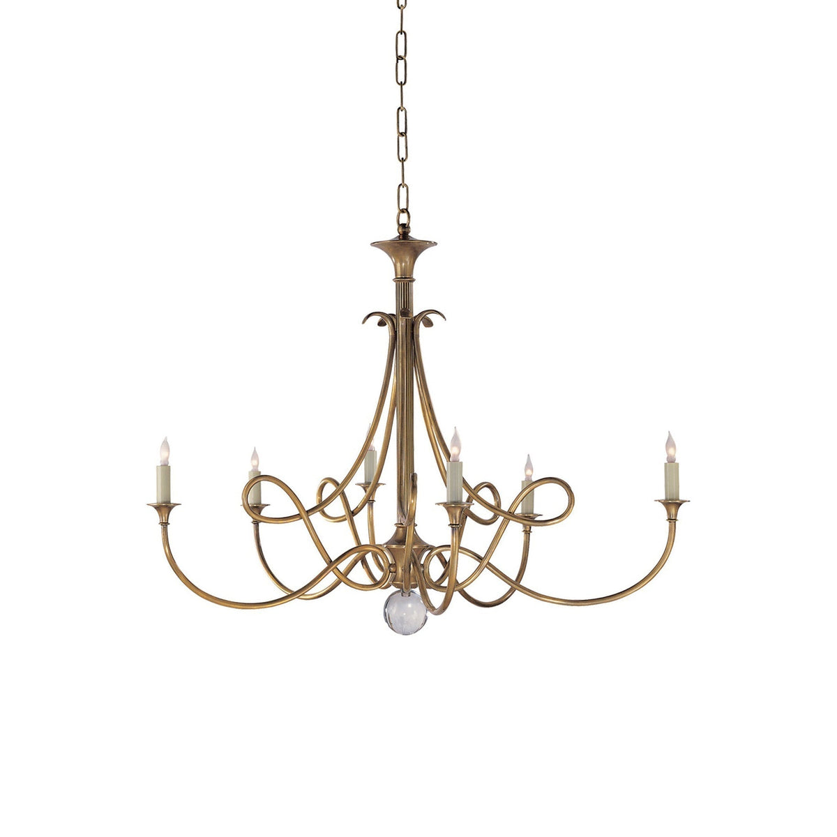 Braid Vintage Double Twist Brass Crystal Chandelier