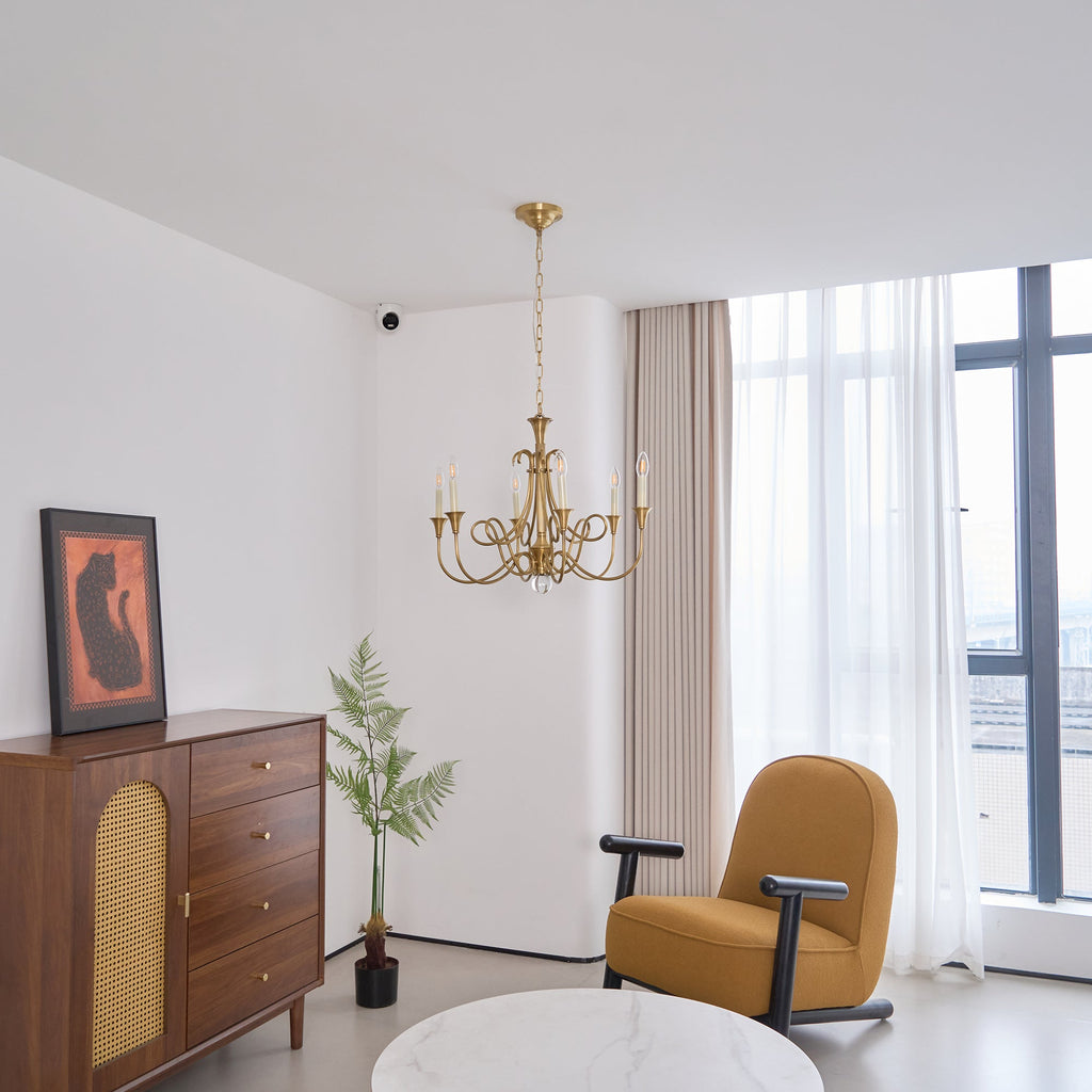 Braid Vintage Double Twist Brass Crystal Chandelier