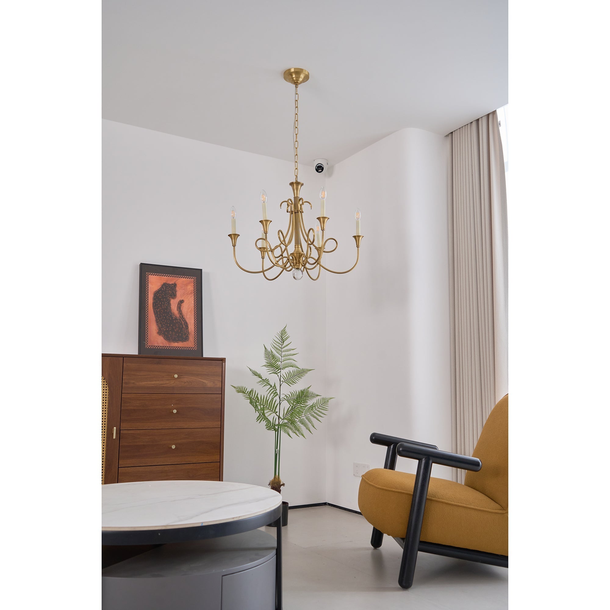 Braid Vintage Double Twist Brass Crystal Chandelier