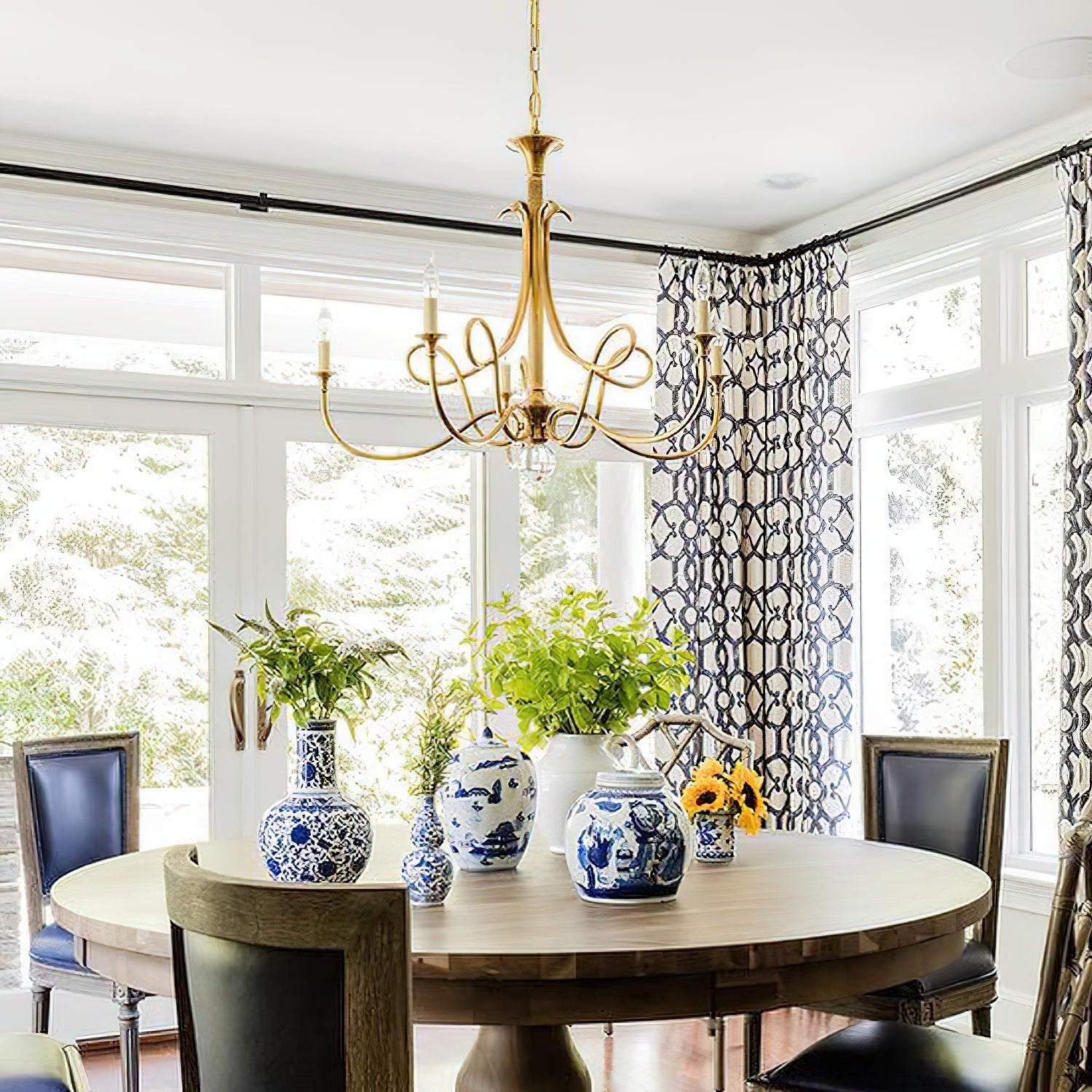 Braid Vintage Double Twist Brass Crystal Chandelier