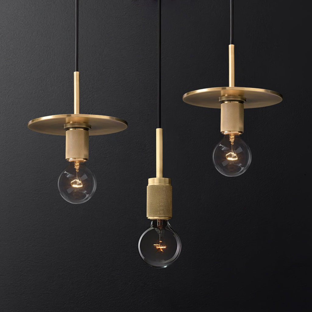 Pendant Lamp Brass Minimalist Fixture for Dining or Kitchen