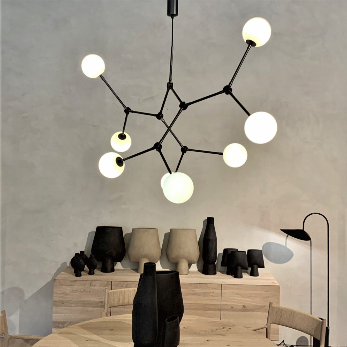 Halo Modern Minimalist Ball Black Glass Chandelier