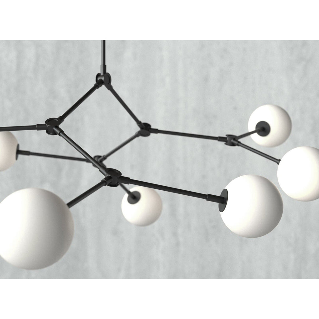 Halo Modern Minimalist Ball Black Glass Chandelier