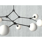 Halo Modern Minimalist Ball Black Glass Chandelier