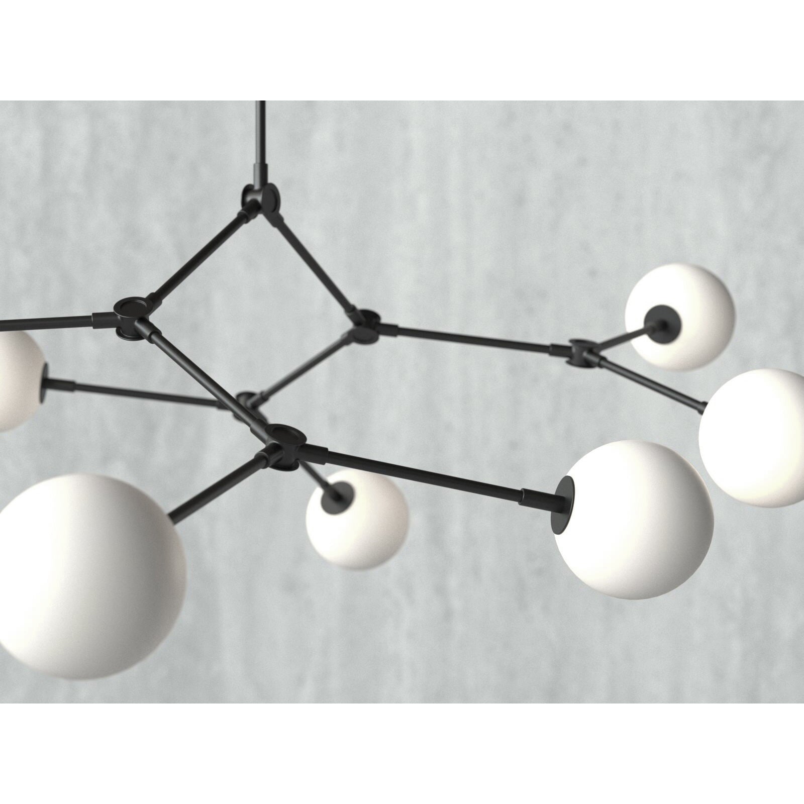 Halo Modern Minimalist Ball Black Glass Chandelier