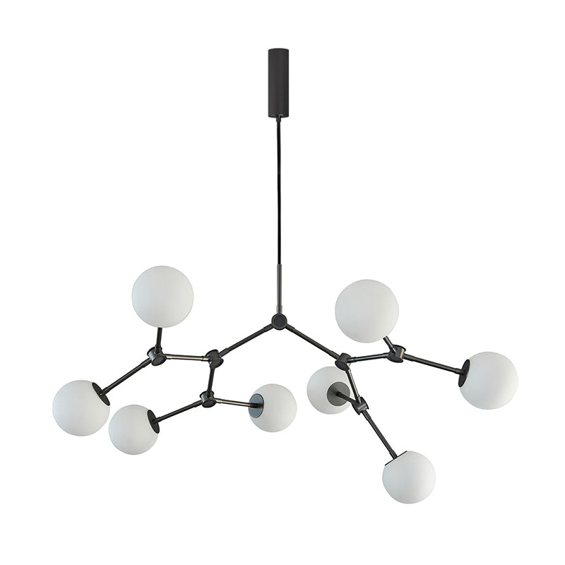 Halo Modern Minimalist Ball Black Glass Chandelier