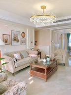 Lustra Chandelier Brass Crystal Drum Elegant
