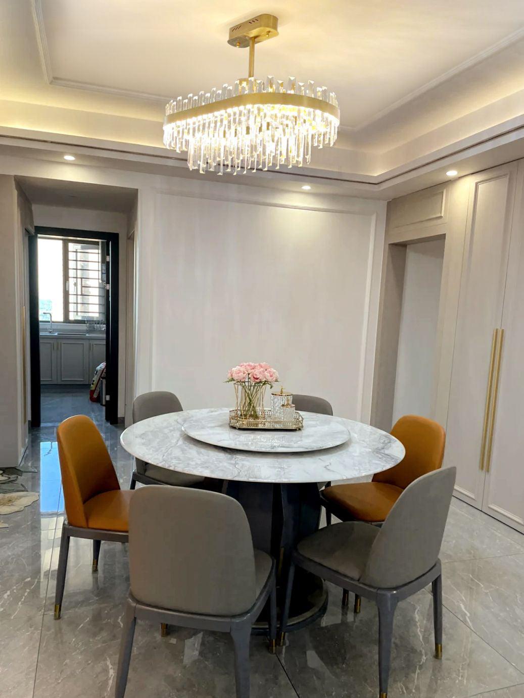 Lustra Chandelier Brass Crystal Drum Elegant