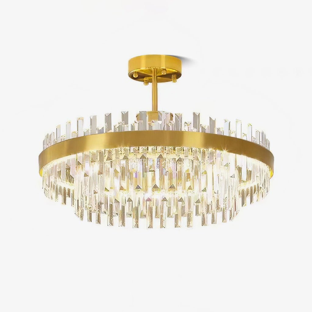 Lustra Chandelier Brass Crystal Drum Elegant
