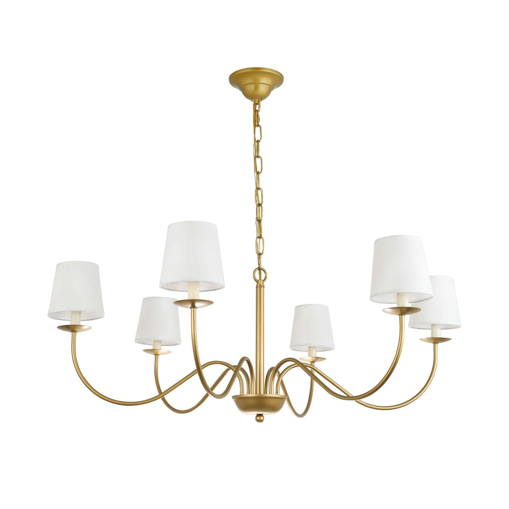 Amble Vintage Industrial Brass Fabric Chandelier