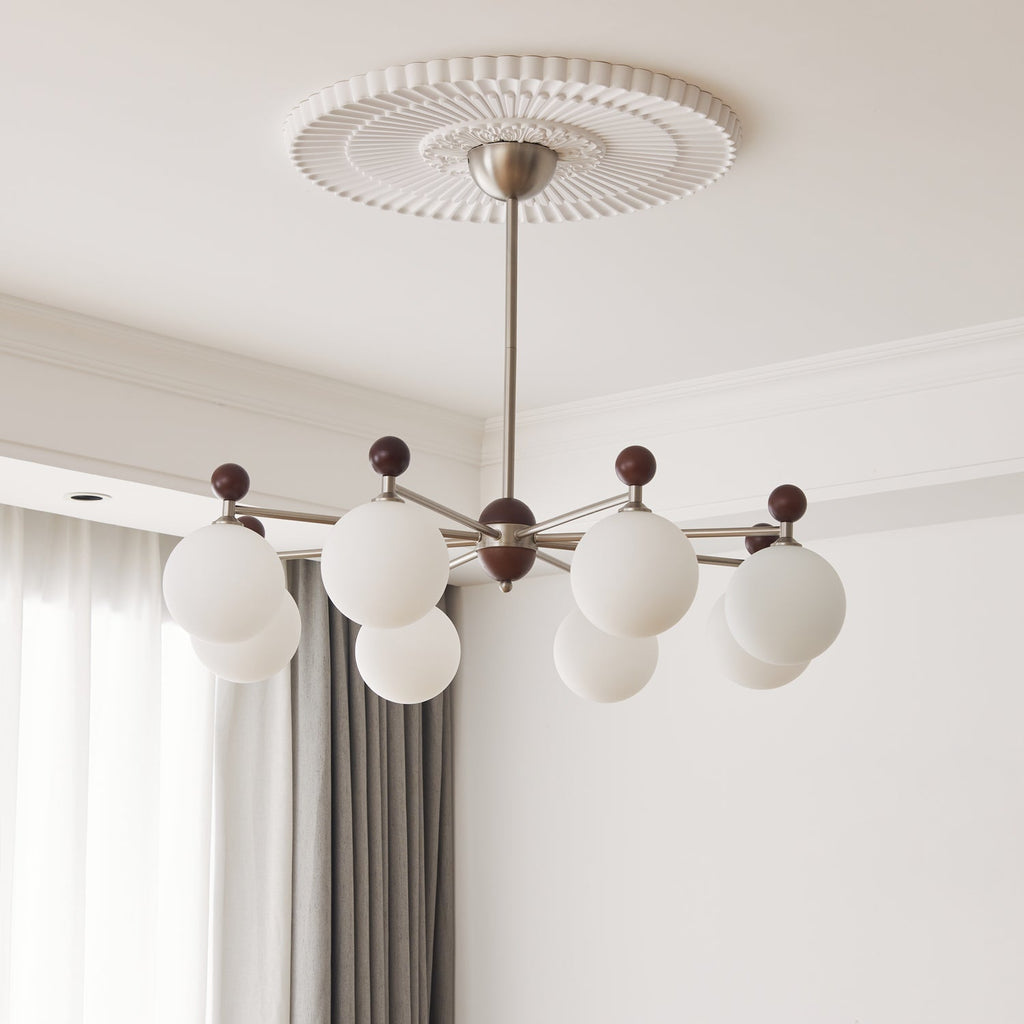 Cimirora Traditional Elegance Wood Glass Chandelier