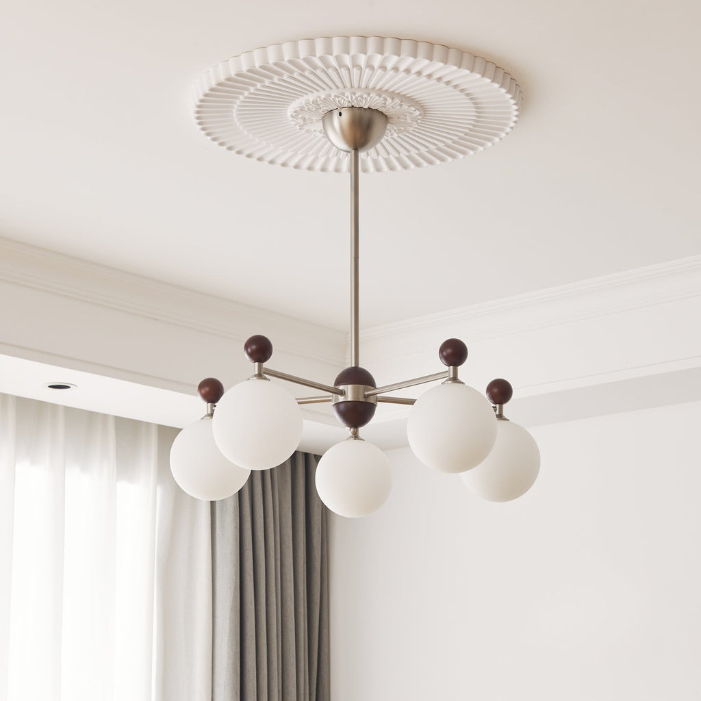 Cimirora Traditional Elegance Wood Glass Chandelier