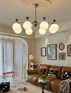 Cimirora Traditional Elegance Wood Glass Chandelier
