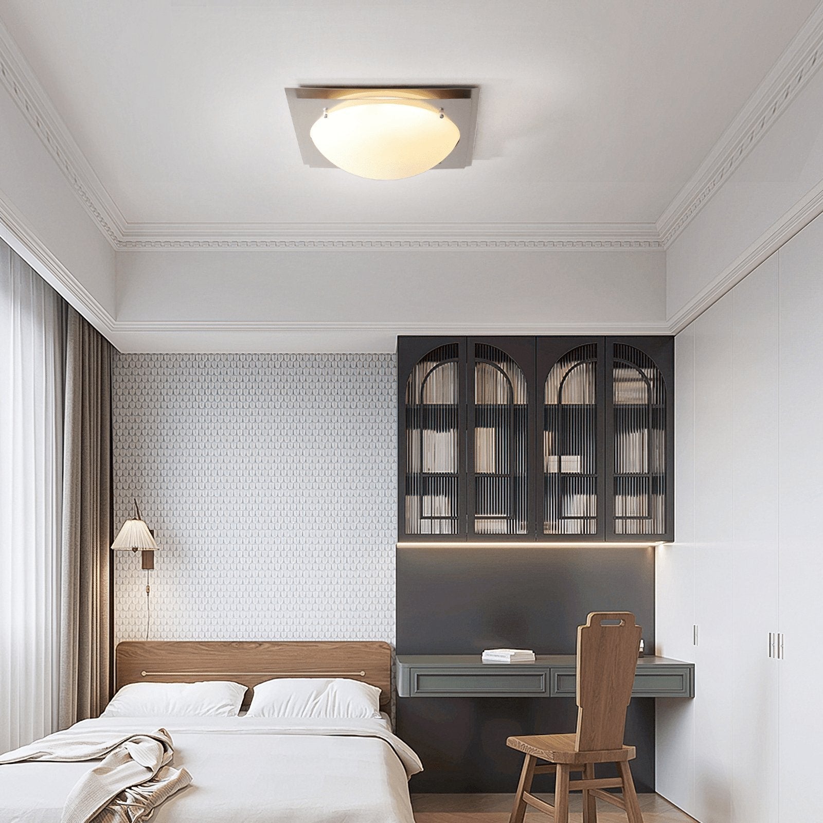 Astrain Glass & steel Ceiling Lamp