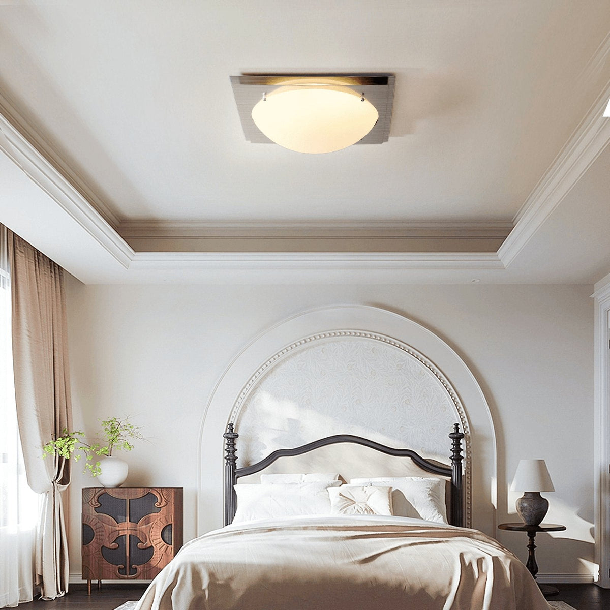 Astrain Glass & steel Ceiling Lamp
