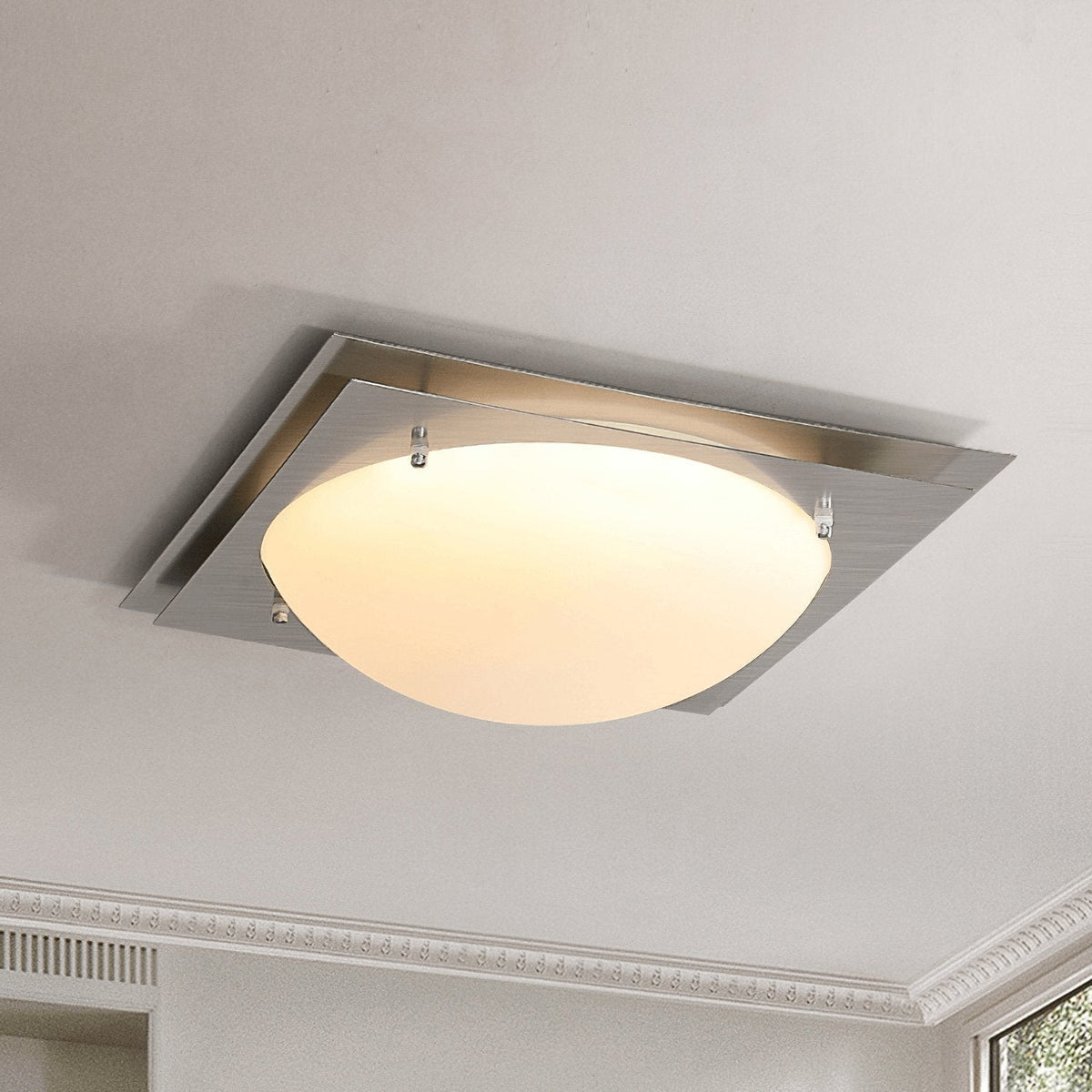 Astrain Glass & steel Ceiling Lamp