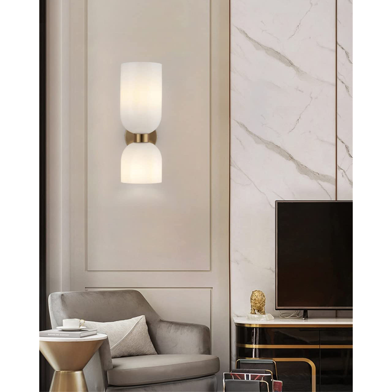 Chime Modern Minimalist Brass Glass Wall Lamp