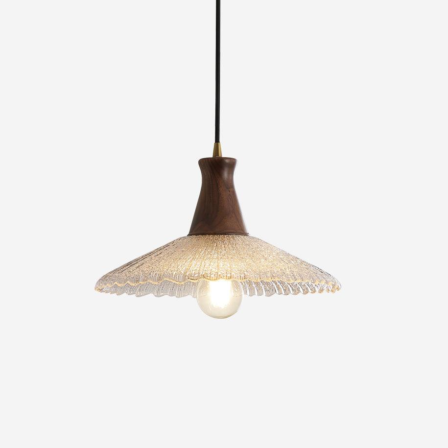 Eikon Pendant Lamp Walnut Textured Glass Elegant