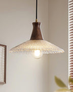 Eikon Pendant Lamp Walnut Textured Glass Elegant