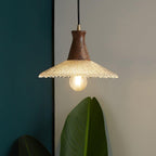 Eikon Pendant Lamp Walnut Textured Glass Elegant