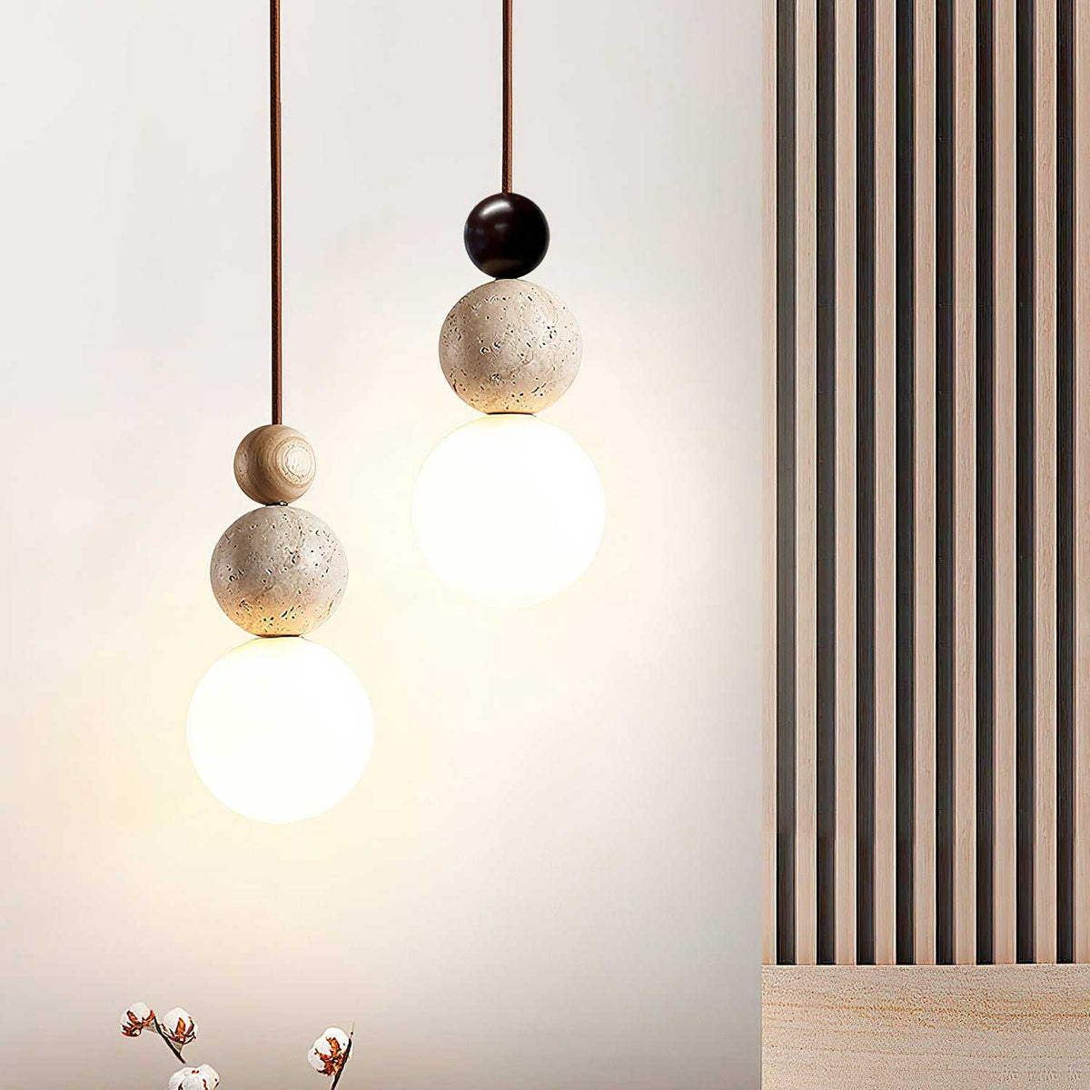 Ullaeia Sphere-Cluster Travertine Pendant Light