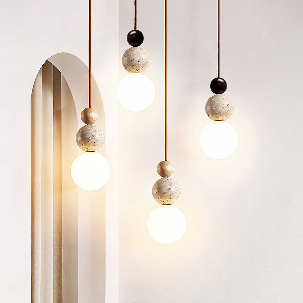 Ullaeia Sphere-Cluster Travertine Pendant Light