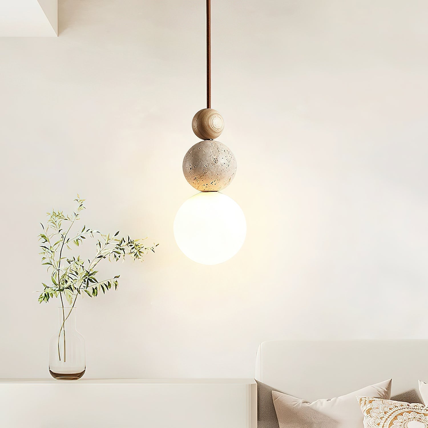 Ullaeia Sphere-Cluster Travertine Pendant Light