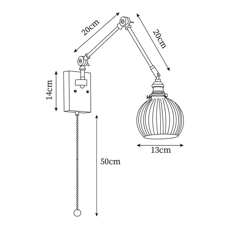 Brione Vintage Adjustable  Swing Arm Wall Lamp