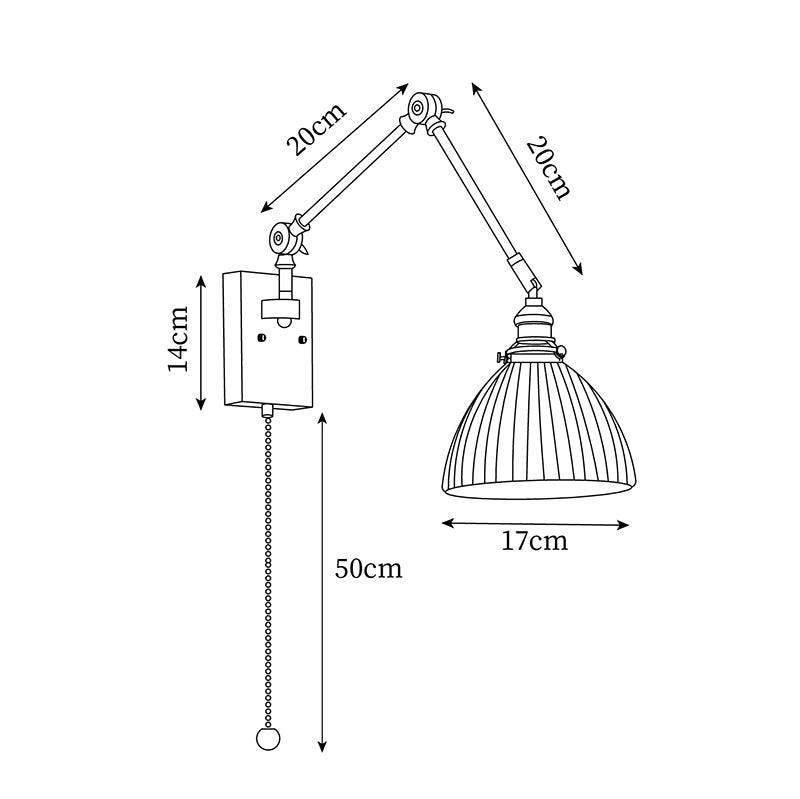 Brione Vintage Adjustable  Swing Arm Wall Lamp