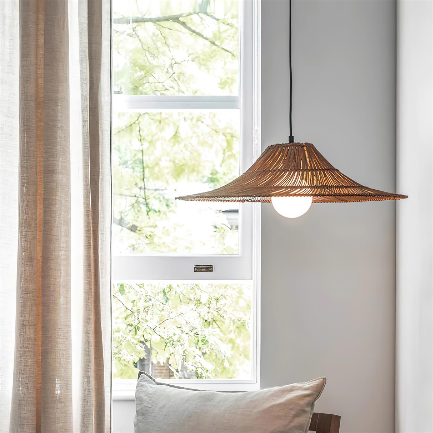 Elisa Pendant Lamp Rattan Conical Organic