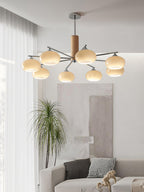 Lustra Chandelier Persimmon Glass Mid-Century 8-Light