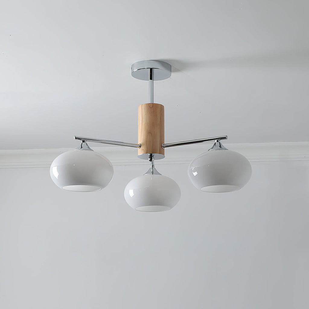 Lustra Chandelier Persimmon Glass Mid-Century 8-Light