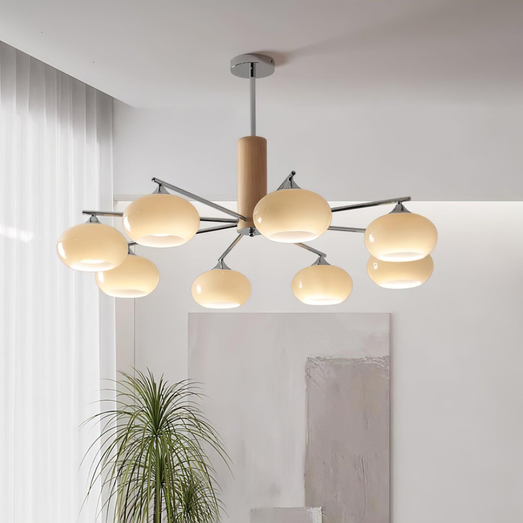 Lustra Chandelier Persimmon Glass Mid-Century 8-Light