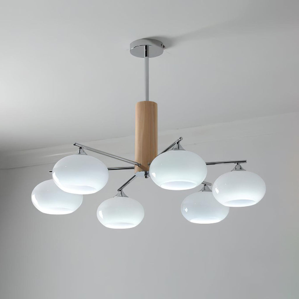 Lustra Chandelier Persimmon Glass Mid-Century 8-Light