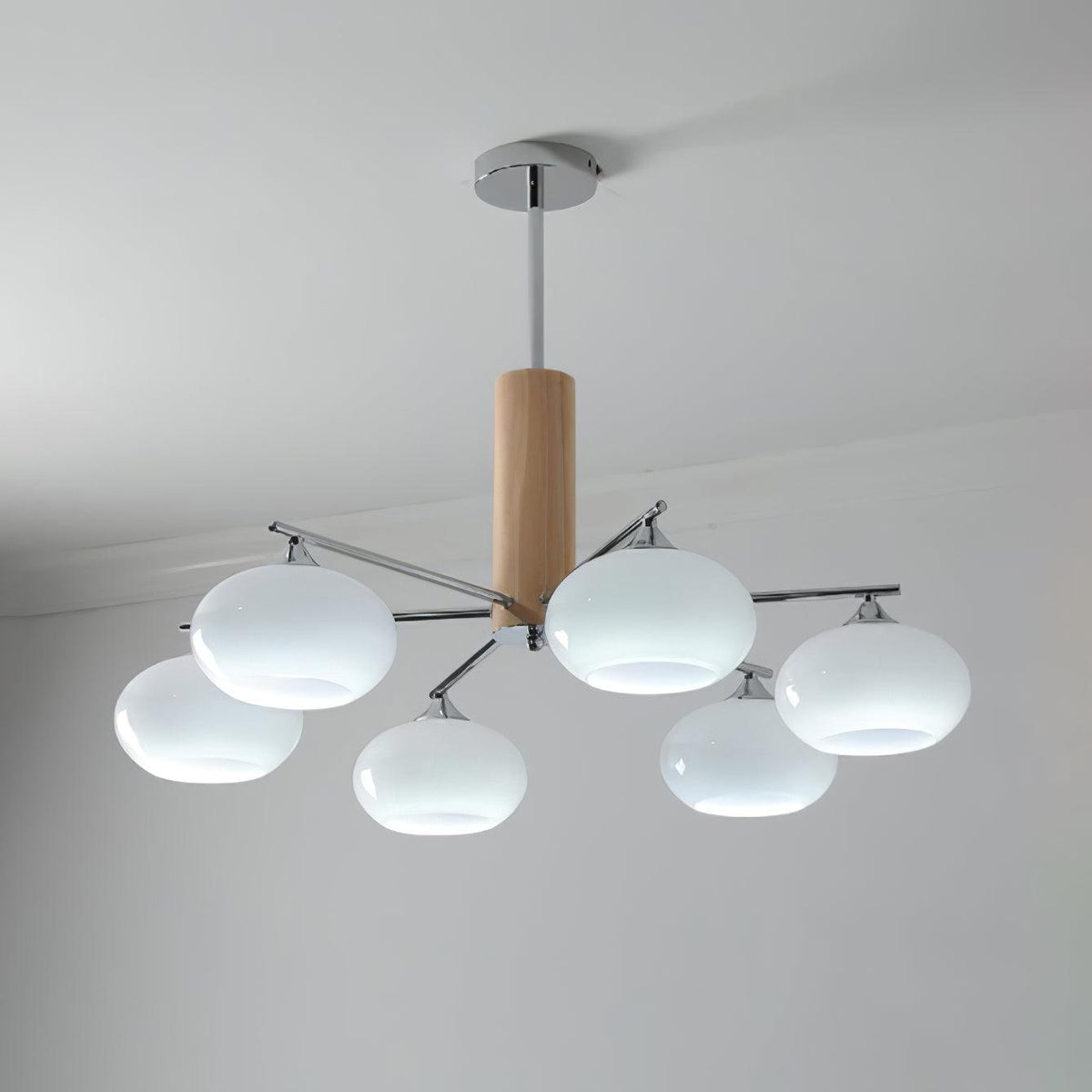 Lustra Chandelier Persimmon Glass Mid-Century 8-Light