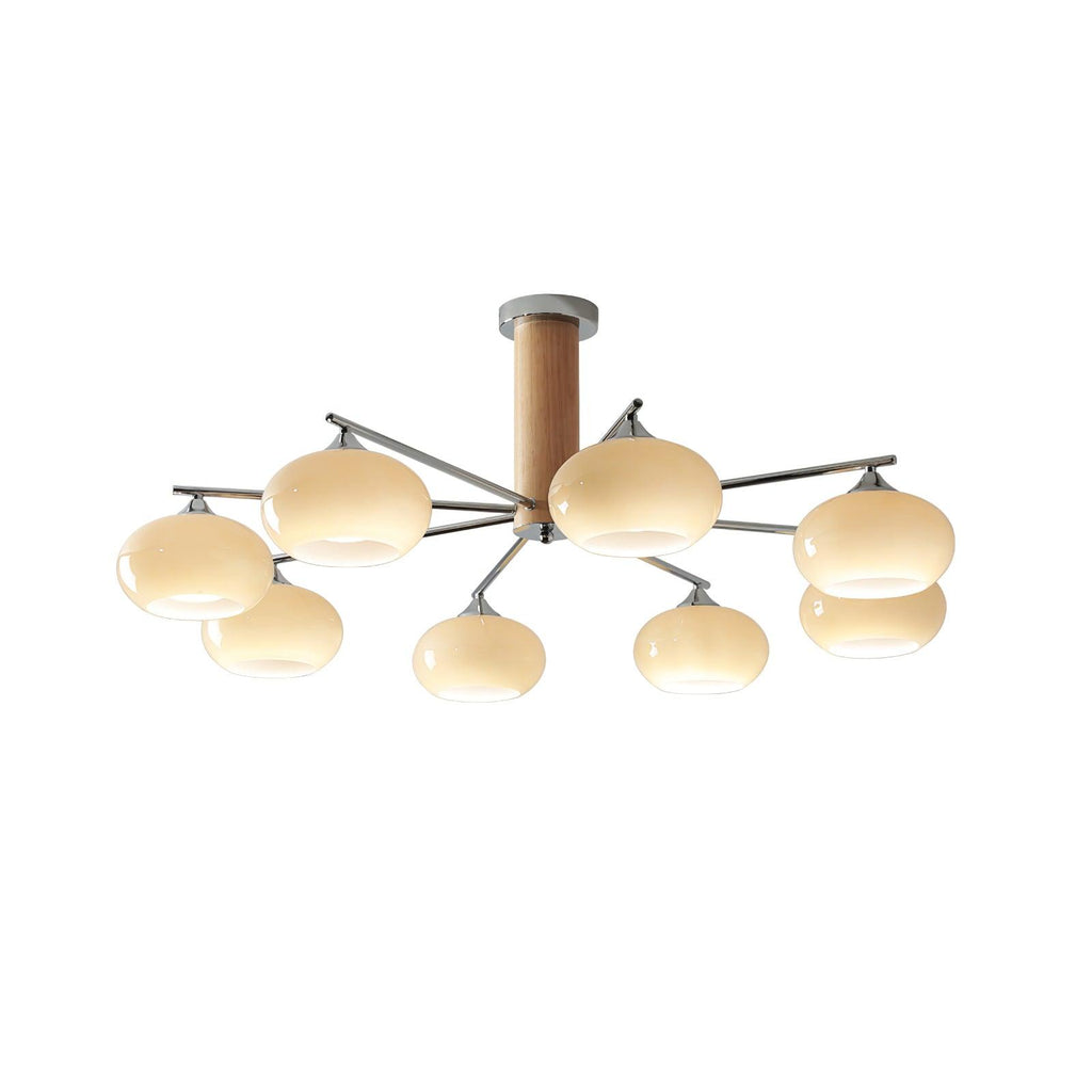 Lustra Chandelier Persimmon Glass Mid-Century 8-Light