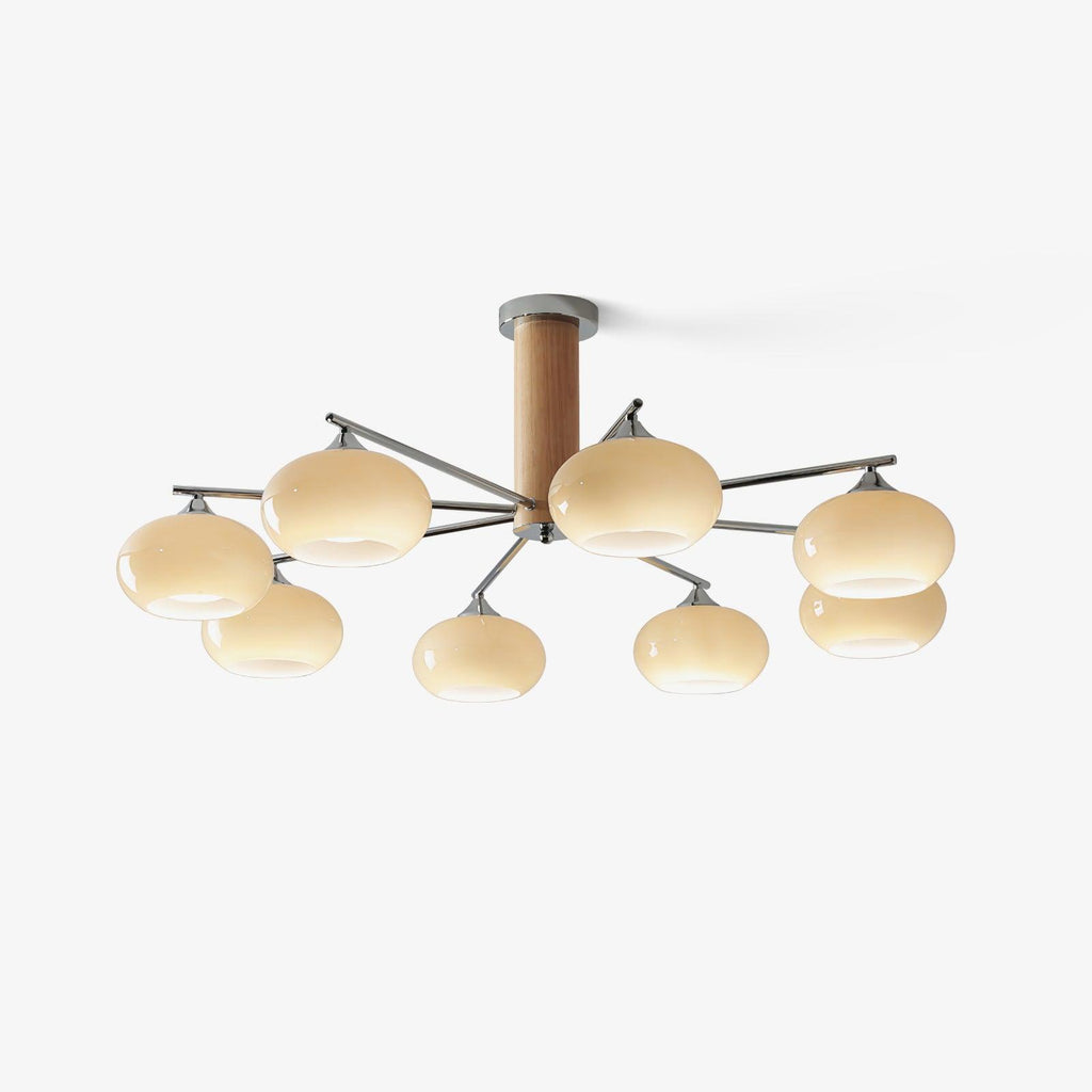 Lustra Chandelier Persimmon Glass Mid-Century 8-Light