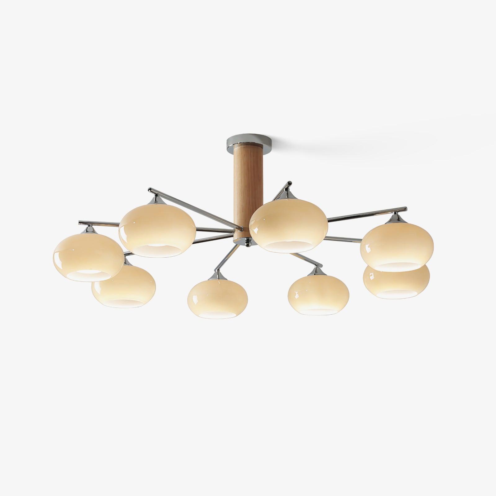 Lustra Chandelier Persimmon Glass Mid-Century 8-Light