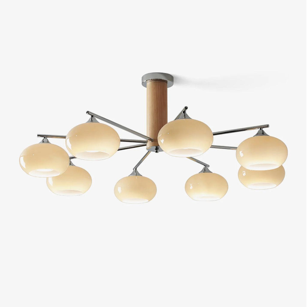 Lustra Chandelier Persimmon Glass Mid-Century 8-Light